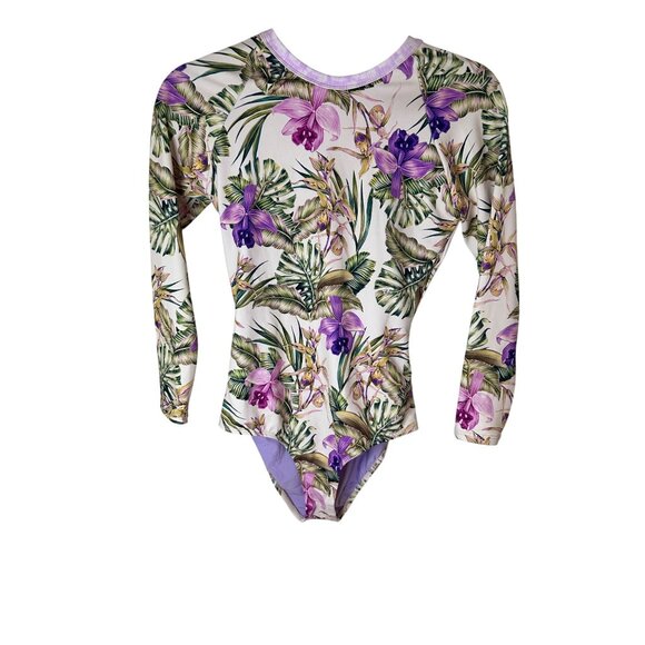Splendid GirlsSize 16 Long Sleeve Rashguard One Piece Swimsuit Floral Print